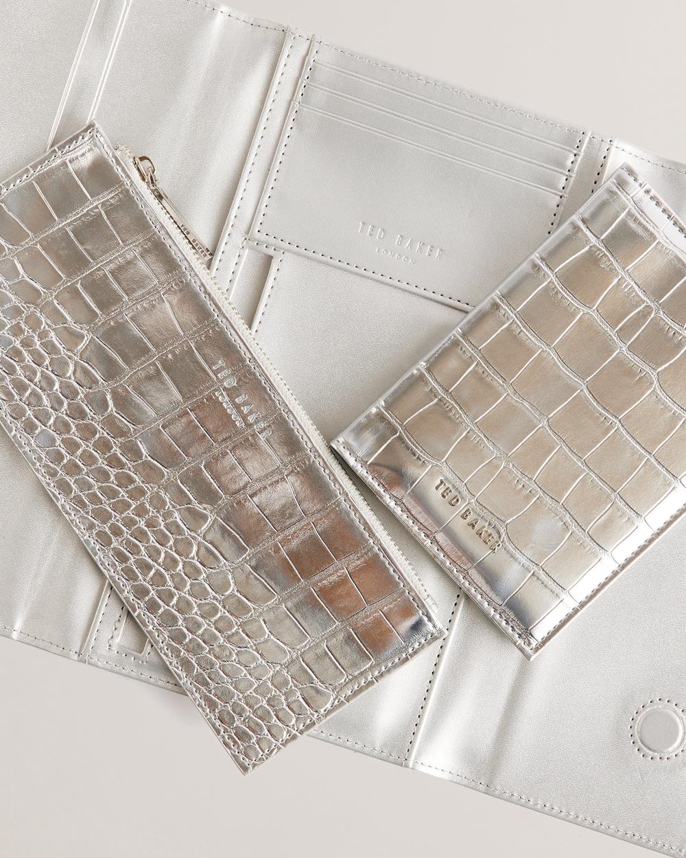 Silver Ted Baker ALETHAI - Croc Effect Travel Organiser Women Wallets | Canada  ZKM-951734