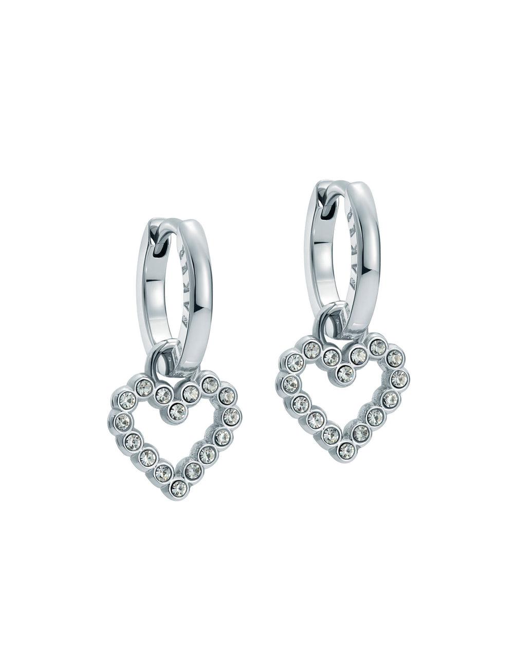 Silver Ted Baker AMORA - Crystal Open Heart Huggie Women Earrings | Canada  KBA-012654