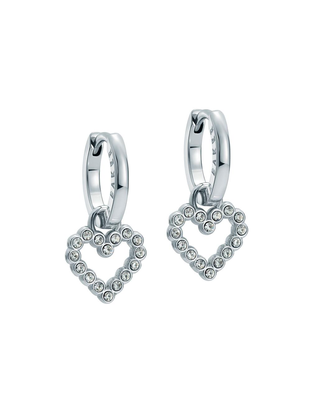 Silver Ted Baker AMORA - Crystal Open Heart Huggie Women Earrings | Canada  KBA-012654