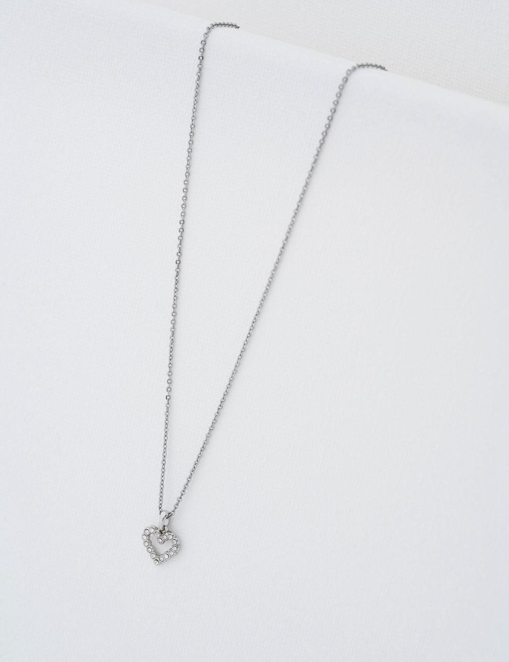 Silver Ted Baker AMORE - Crystal Open Heart Pendant Women Necklaces | Canada  NUT-673259