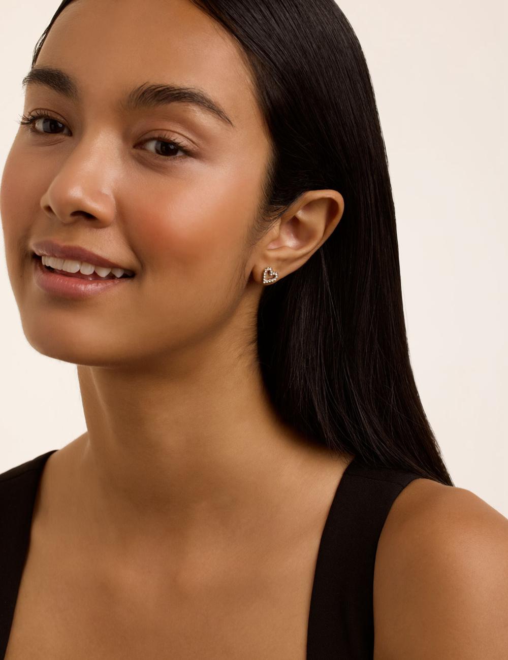 Silver Ted Baker AMORINA - Crystal Open Heart Stud Women Earrings | Canada  OXD-803245