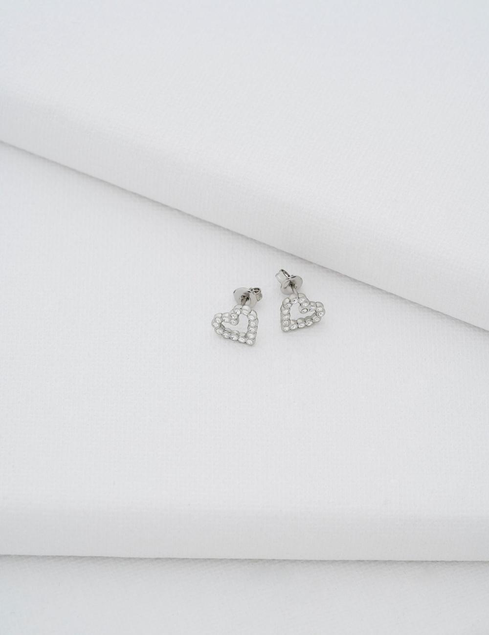 Silver Ted Baker AMORINA - Crystal Open Heart Stud Women Earrings | Canada  OXD-803245