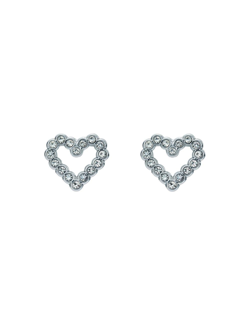 Silver Ted Baker AMORINA - Crystal Open Heart Stud Women Earrings | Canada  OXD-803245