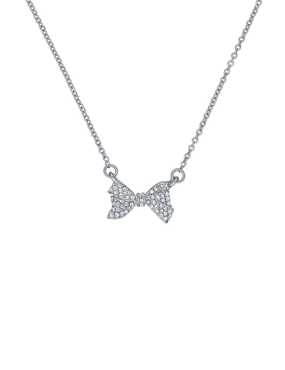 Silver Ted Baker BARSIE - Crystal Bow Pendant Women Necklaces | Canada  JUR-647803