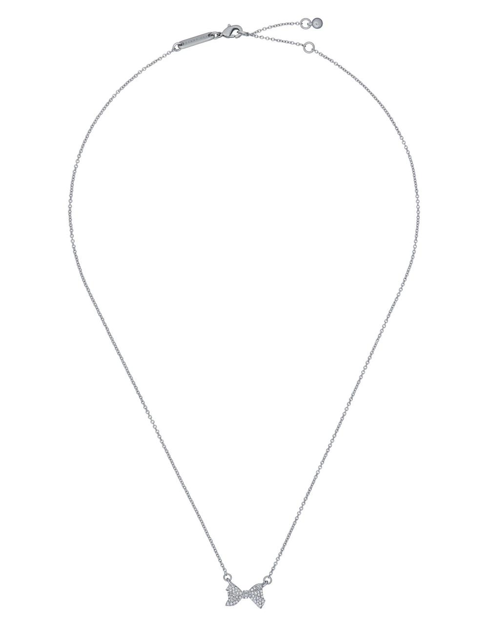 Silver Ted Baker BARSIE - Crystal Bow Pendant Women Necklaces | Canada  JUR-647803