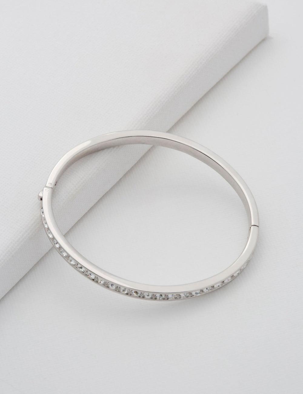 Silver Ted Baker CLEMARA - Crystal Hinge Bangle Women Bracelets | Canada  WZN-509148
