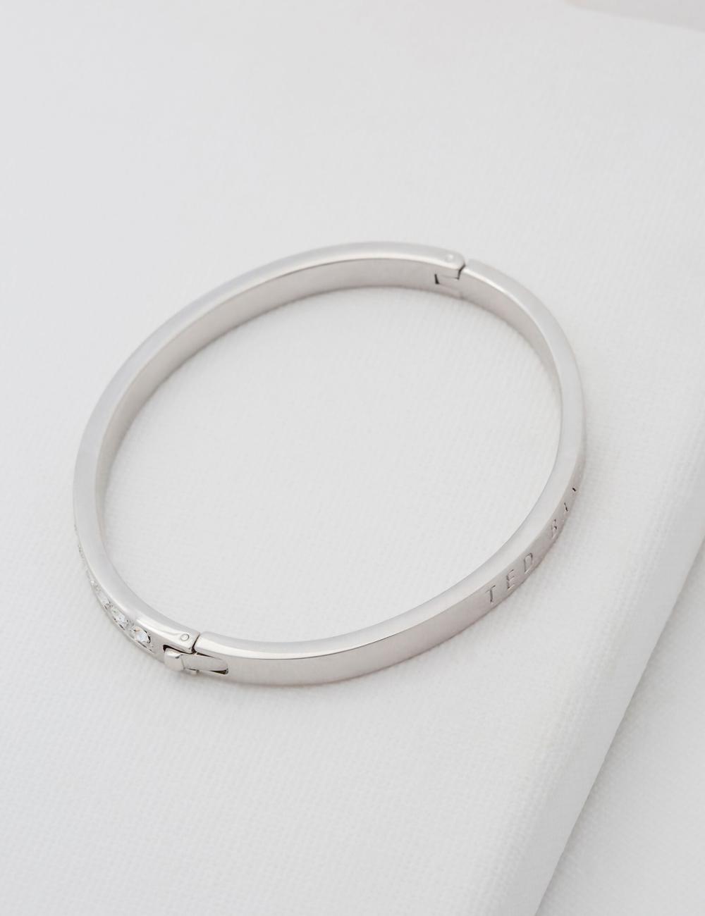 Silver Ted Baker CLEMARA - Crystal Hinge Bangle Women Bracelets | Canada  WZN-509148