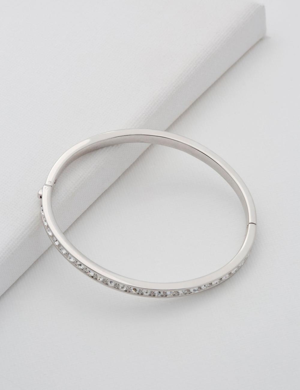 Silver Ted Baker CLEMARA - Crystal Hinge Bangle Women Bracelets | Canada  WZN-509148