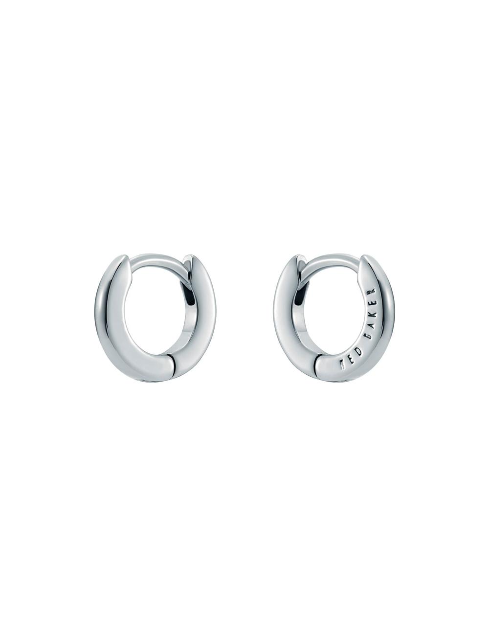 Silver Ted Baker CRISETE - Engraved Logo Huggie Hoop Women Earrings | Canada  MCW-536972
