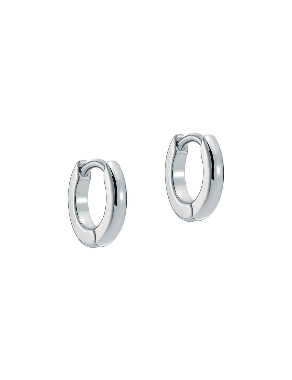Silver Ted Baker CRISETE - Engraved Logo Huggie Hoop Women Earrings | Canada  MCW-536972