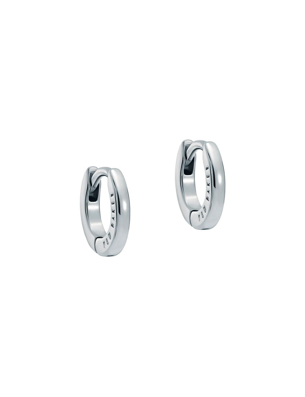 Silver Ted Baker CRISETE - Engraved Logo Huggie Hoop Women Earrings | Canada  MCW-536972