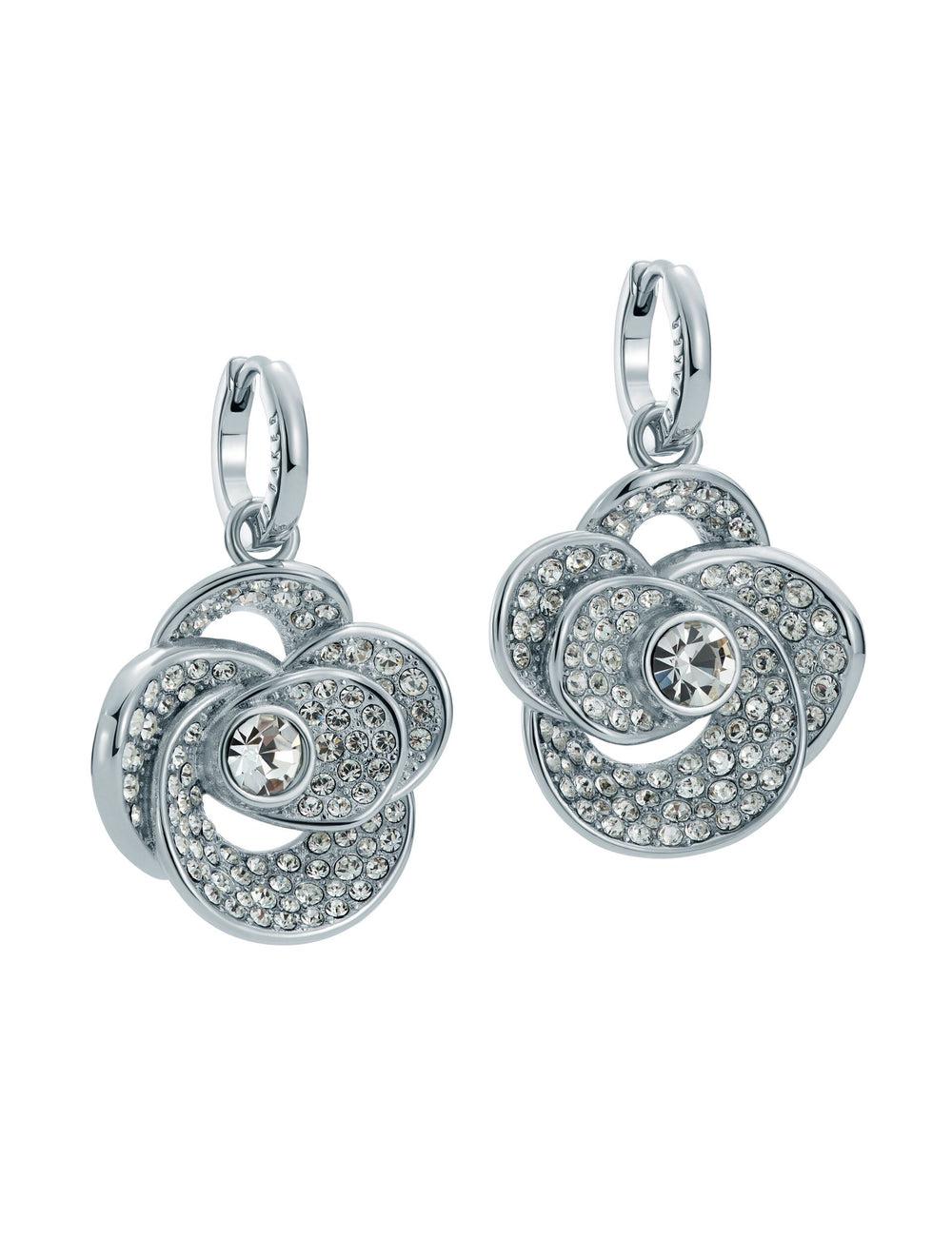 Silver Ted Baker FLORENCE - Crystal Flower Pendant Huggie Women Earrings | Canada  NAE-386120
