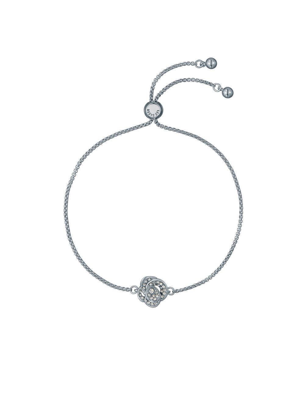 Silver Ted Baker FLORINA - Crystal Flower Adjustable Slider Women Bracelets | Canada  HDN-678023