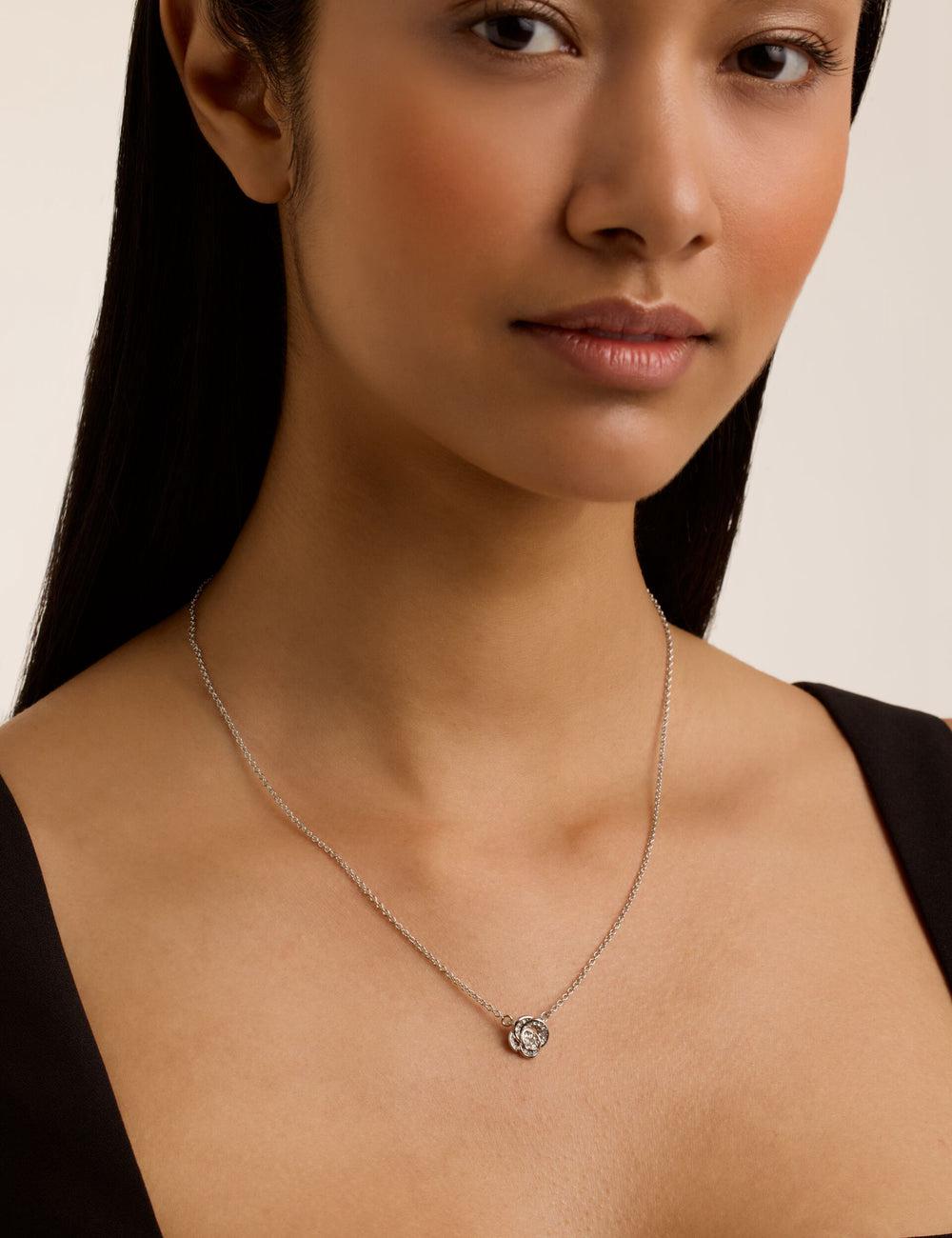 Silver Ted Baker FLORITA - Crystal Flower Pendant Women Necklaces | Canada  JAV-829560