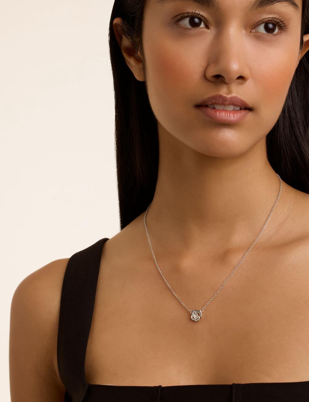 Silver Ted Baker FLORITA - Crystal Flower Pendant Women Necklaces | Canada  JAV-829560