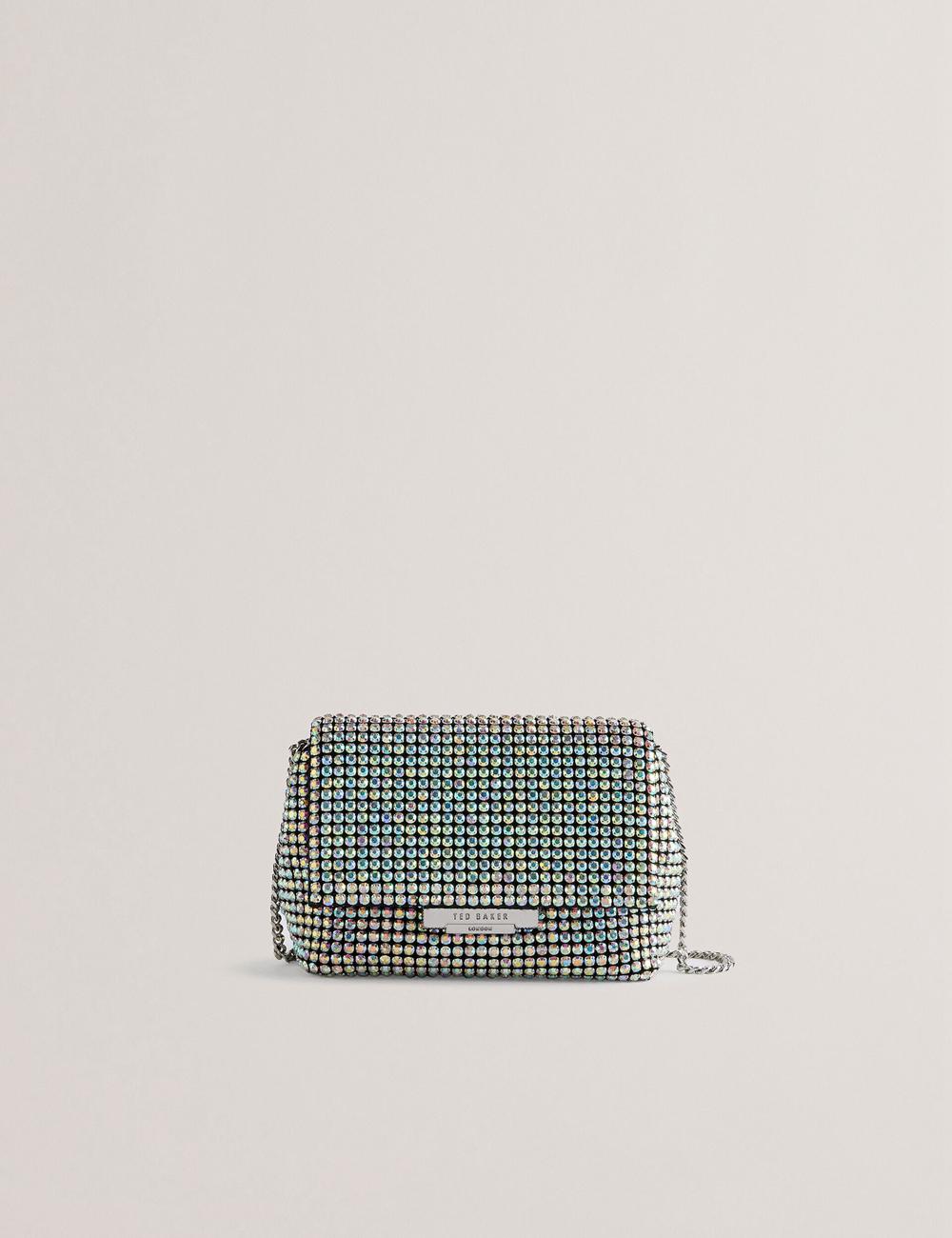 Silver Ted Baker GLITERS - Crystal Embellished Mini Women Crossbody Bags | Canada  WXG-475610