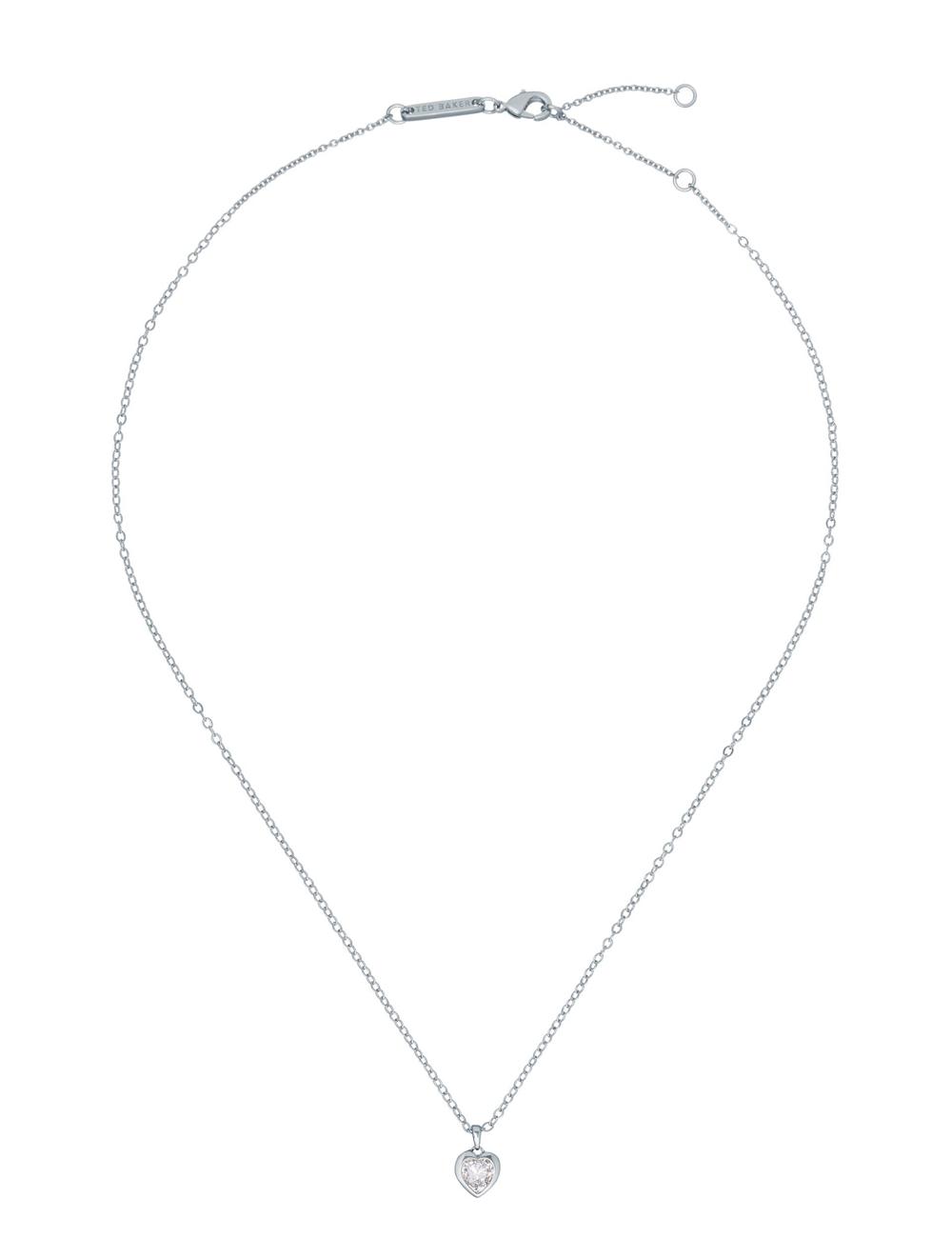Silver Ted Baker HANNELA - Solitaire Crystal Heart Pendant Women Necklaces | Canada  CAJ-052371