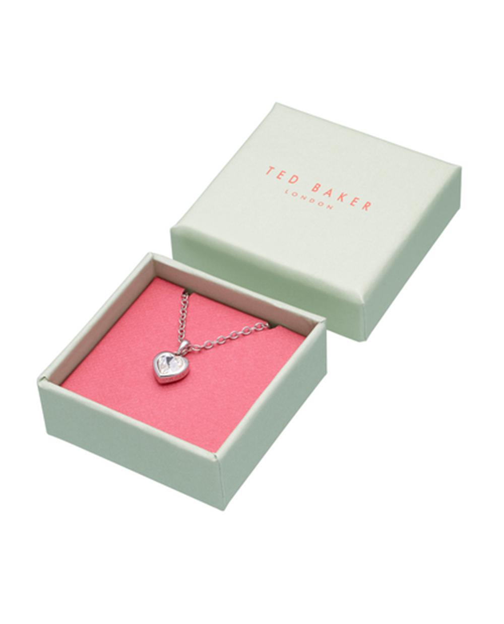 Silver Ted Baker HANNELA - Solitaire Crystal Heart Pendant Women Necklaces | Canada  CAJ-052371