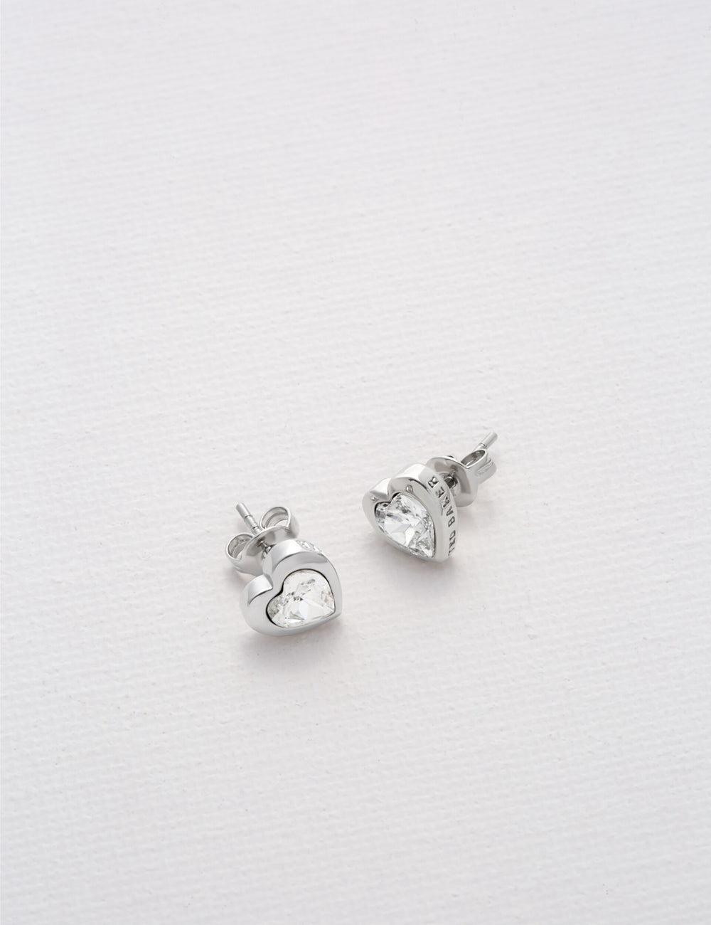 Silver Ted Baker HAN - Solitaire Crystal Heart Stud Women Earrings | Canada  KAH-928067