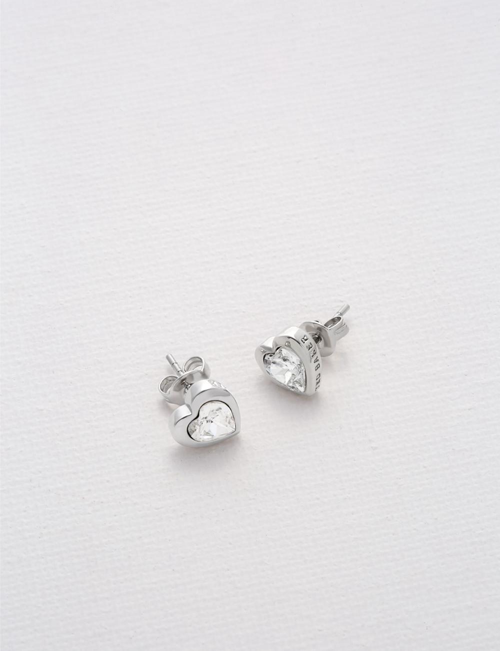 Silver Ted Baker HAN - Solitaire Crystal Heart Stud Women Earrings | Canada  KAH-928067