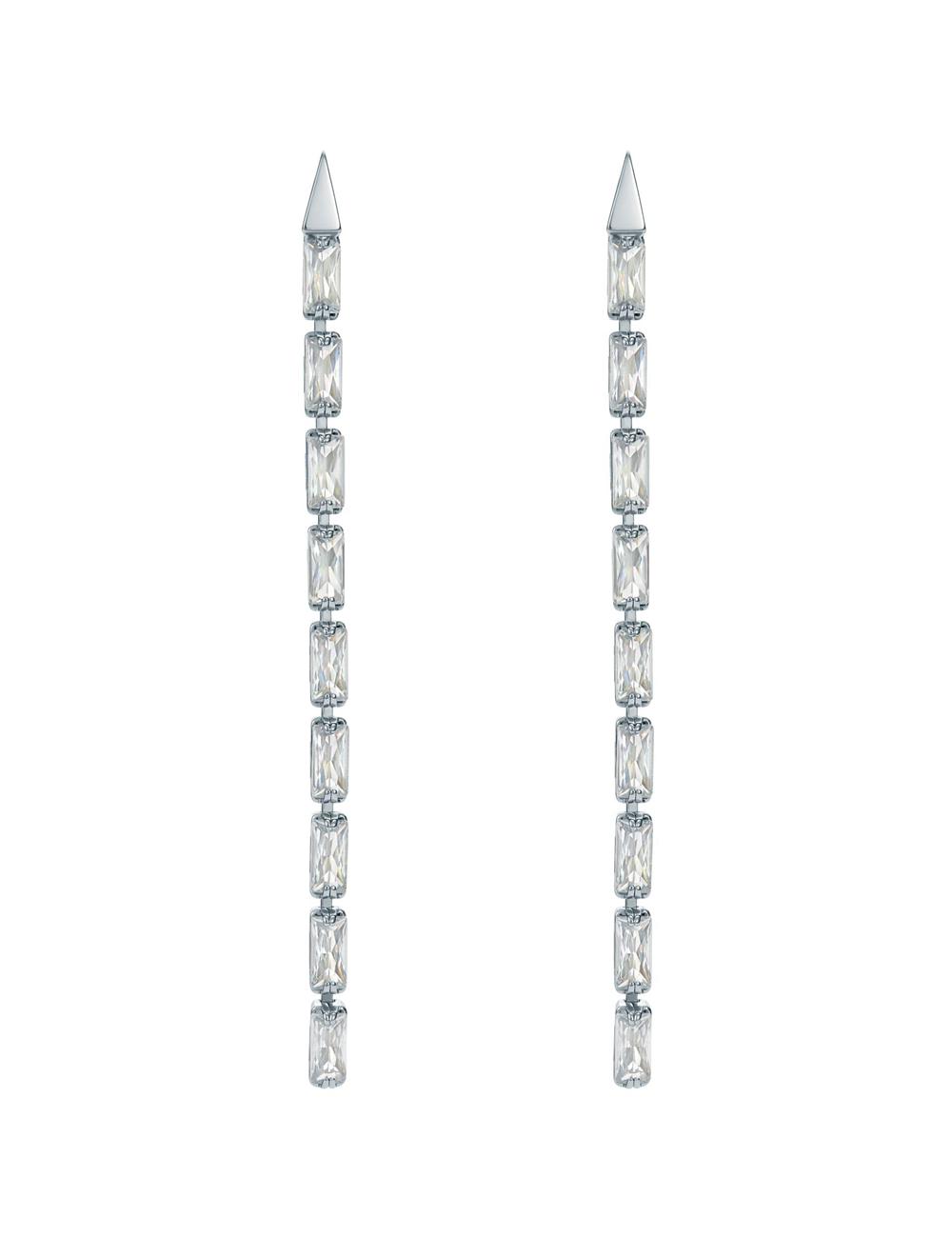 Silver Ted Baker ISALIE - Baguette Crystal Long Drop Women Earrings | Canada  ILU-058417