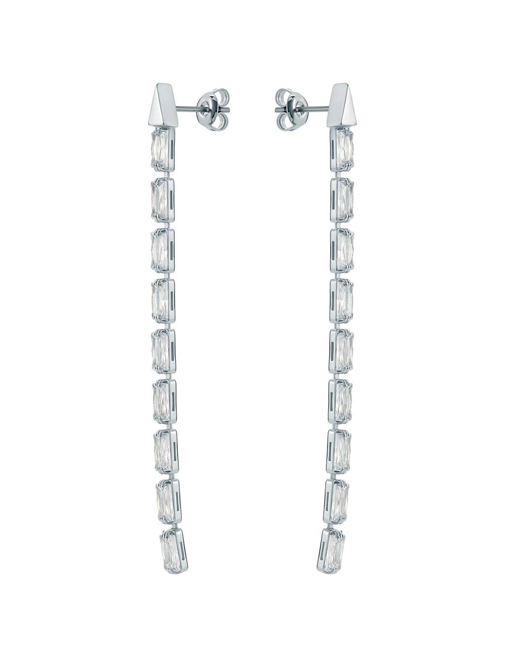 Silver Ted Baker ISALIE - Baguette Crystal Long Drop Women Earrings | Canada  ILU-058417