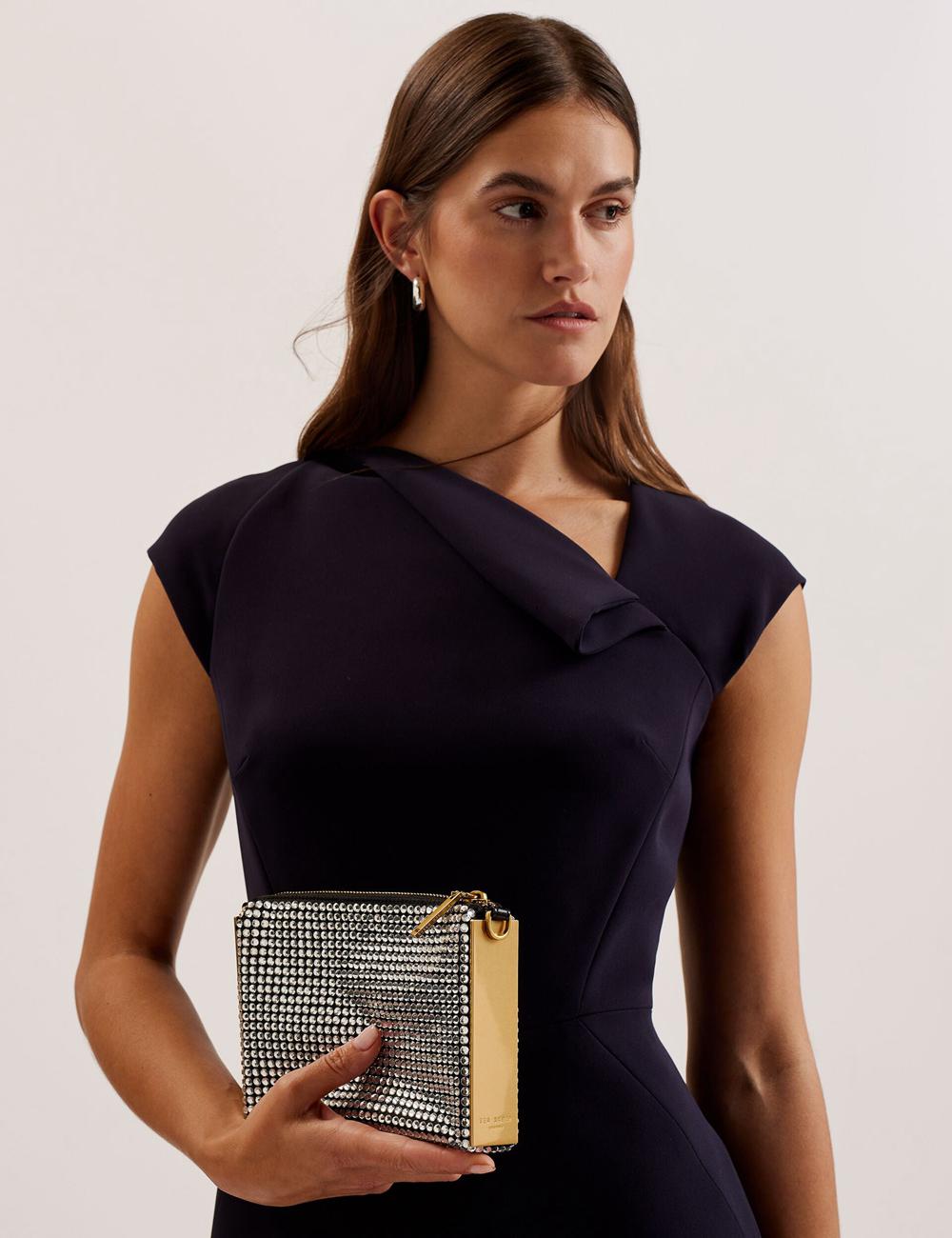 Silver Ted Baker KRIISA - Crystal Hardware Side Clutch Women Clutch Bag | Canada  FGH-796280