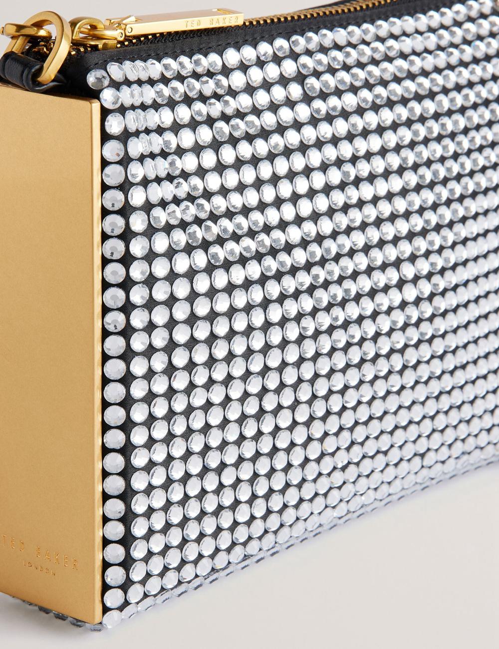 Silver Ted Baker KRIISA - Crystal Hardware Side Clutch Women Clutch Bag | Canada  FGH-796280