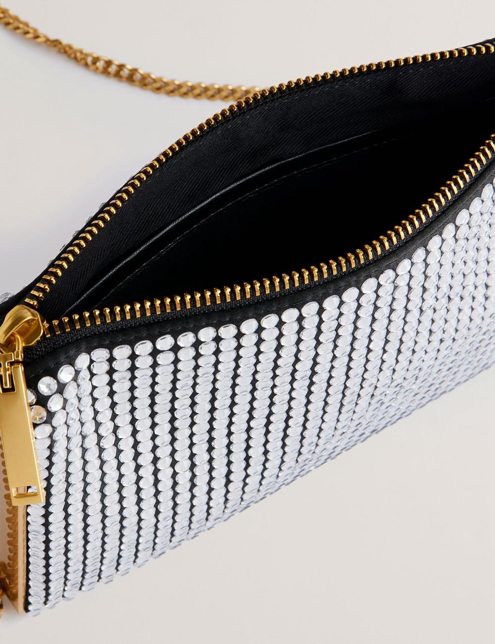 Silver Ted Baker KRIISA - Crystal Hardware Side Clutch Women Clutch Bag | Canada  FGH-796280