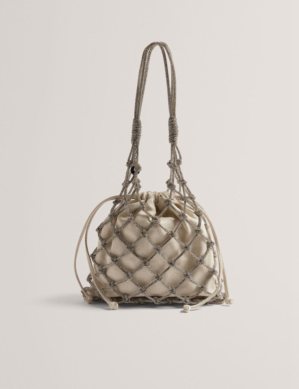 Silver Ted Baker KYLISA - Crystal Cage Top Handle Canvas Women Bucket Bags | Canada  ZOY-467158