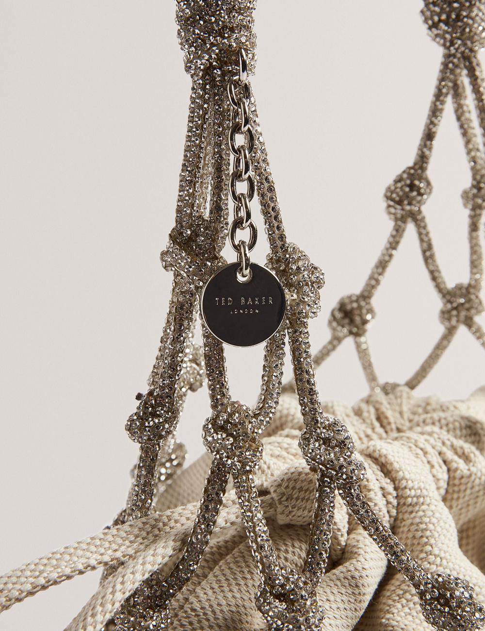 Silver Ted Baker KYLISA - Crystal Cage Top Handle Canvas Women Bucket Bags | Canada  ZOY-467158