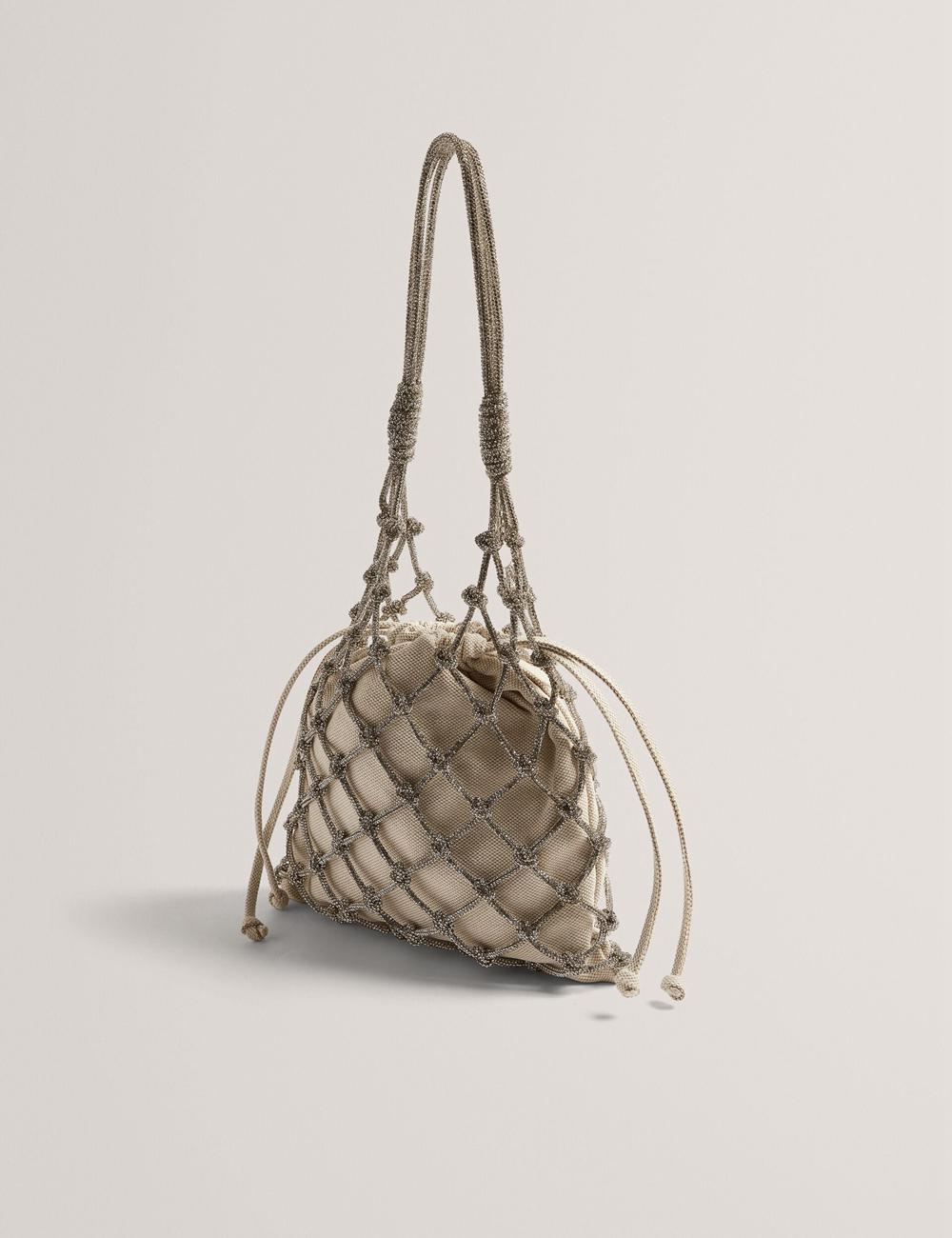 Silver Ted Baker KYLISA - Crystal Cage Top Handle Canvas Women Bucket Bags | Canada  ZOY-467158