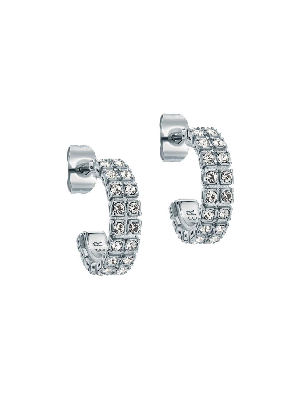 Silver Ted Baker MELLRIE - Double Row Crystal Hoop Women Earrings | Canada  RTK-431920