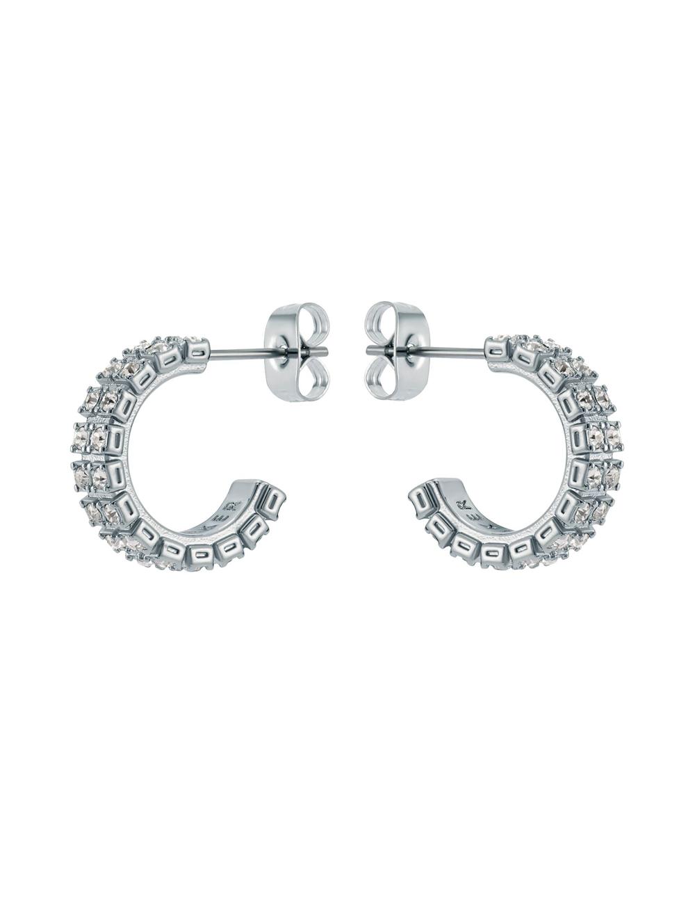 Silver Ted Baker MELLRIE - Double Row Crystal Hoop Women Earrings | Canada  RTK-431920
