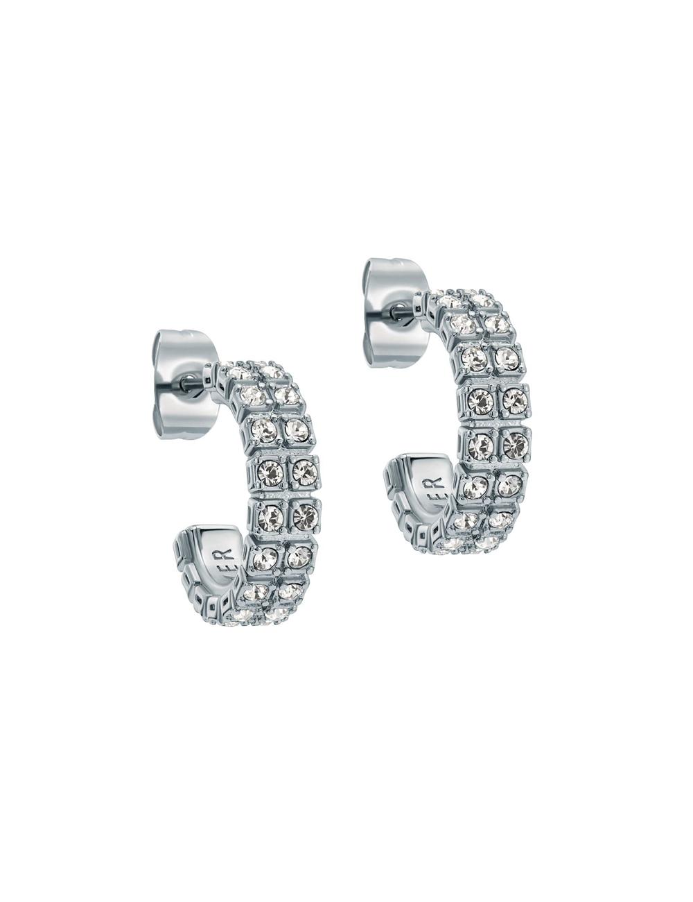 Silver Ted Baker MELLRIE - Double Row Crystal Hoop Women Earrings | Canada  RTK-431920