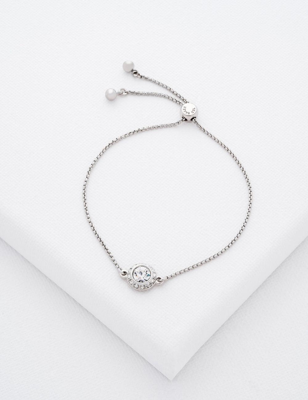 Silver Ted Baker SOLETA - Solitaire Sparkle Crystal Adjustable Women Bracelets | Canada  NQT-541739