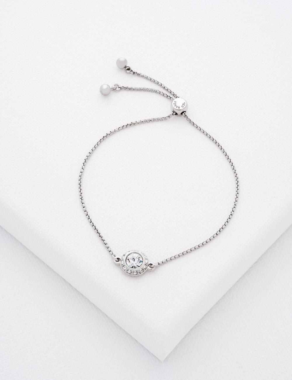 Silver Ted Baker SOLETA - Solitaire Sparkle Crystal Adjustable Women Bracelets | Canada  NQT-541739