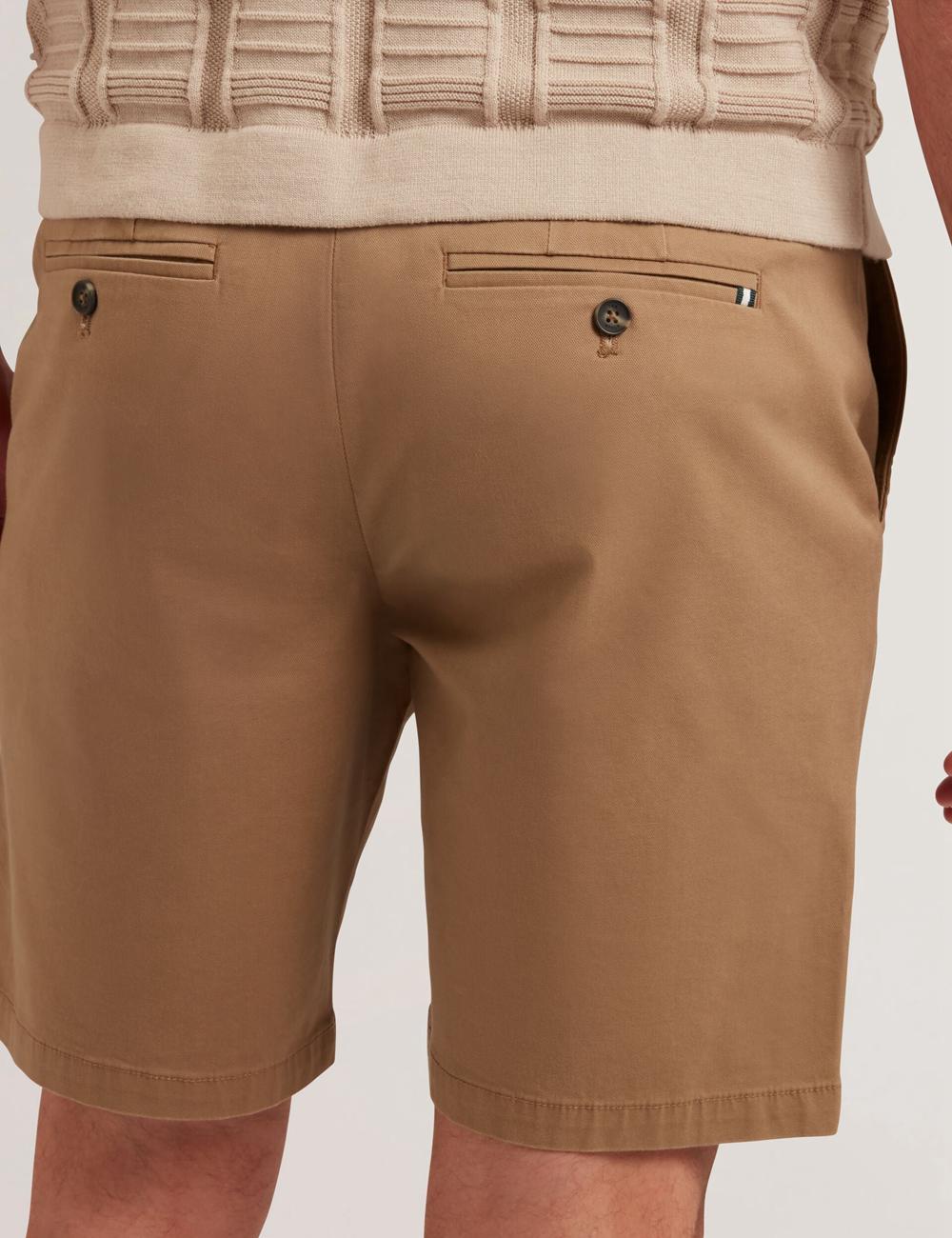Tan Ted Baker BARNHAM - Regular Fit Cotton Blend Chino Men Shorts | Canada  XCA-158902