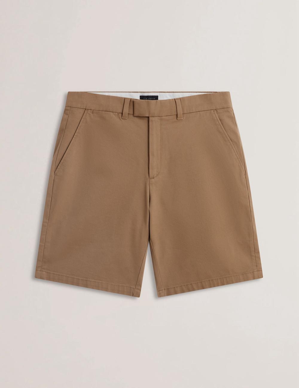 Tan Ted Baker BARNHAM - Regular Fit Cotton Blend Chino Men Shorts | Canada  XCA-158902