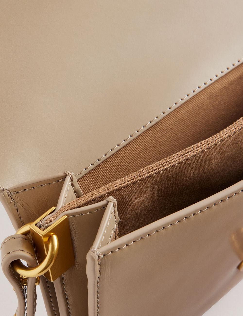 Taupe Ted Baker KKAYSA - Leather Twist Lock Small Women Crossbody Bags | Canada  ZSN-893057