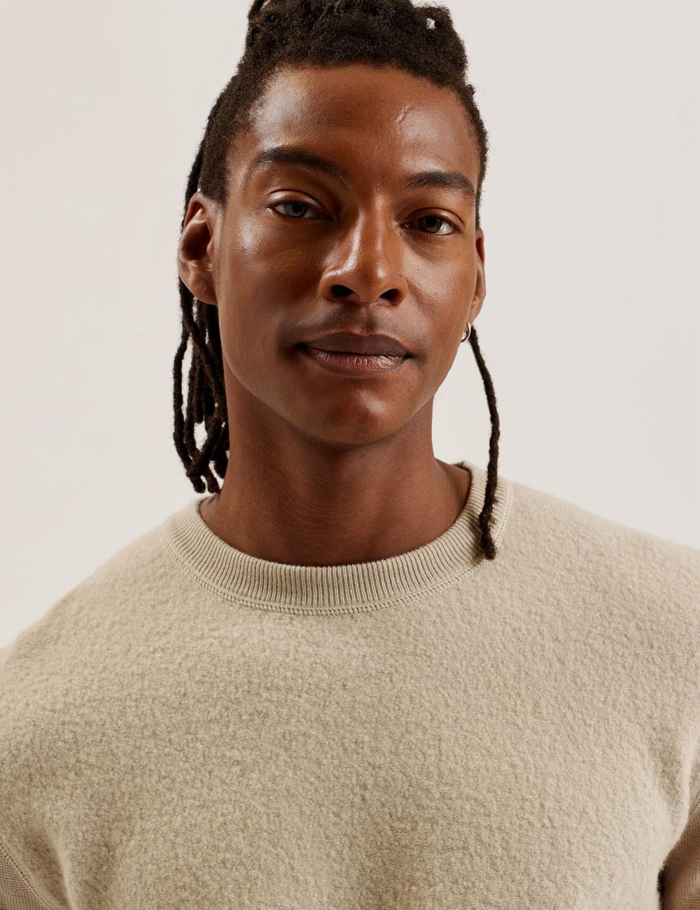 Taupe Ted Baker OLMSTE - Boucle Wool Blend Crew Neck Men Jumpers | Canada  AWJ-719263