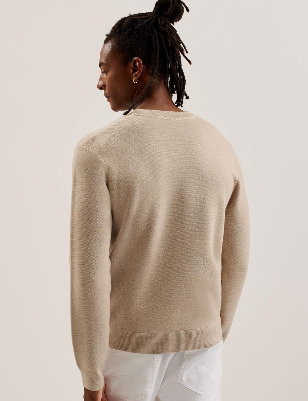 Taupe Ted Baker OLMSTE - Boucle Wool Blend Crew Neck Men Jumpers | Canada  AWJ-719263