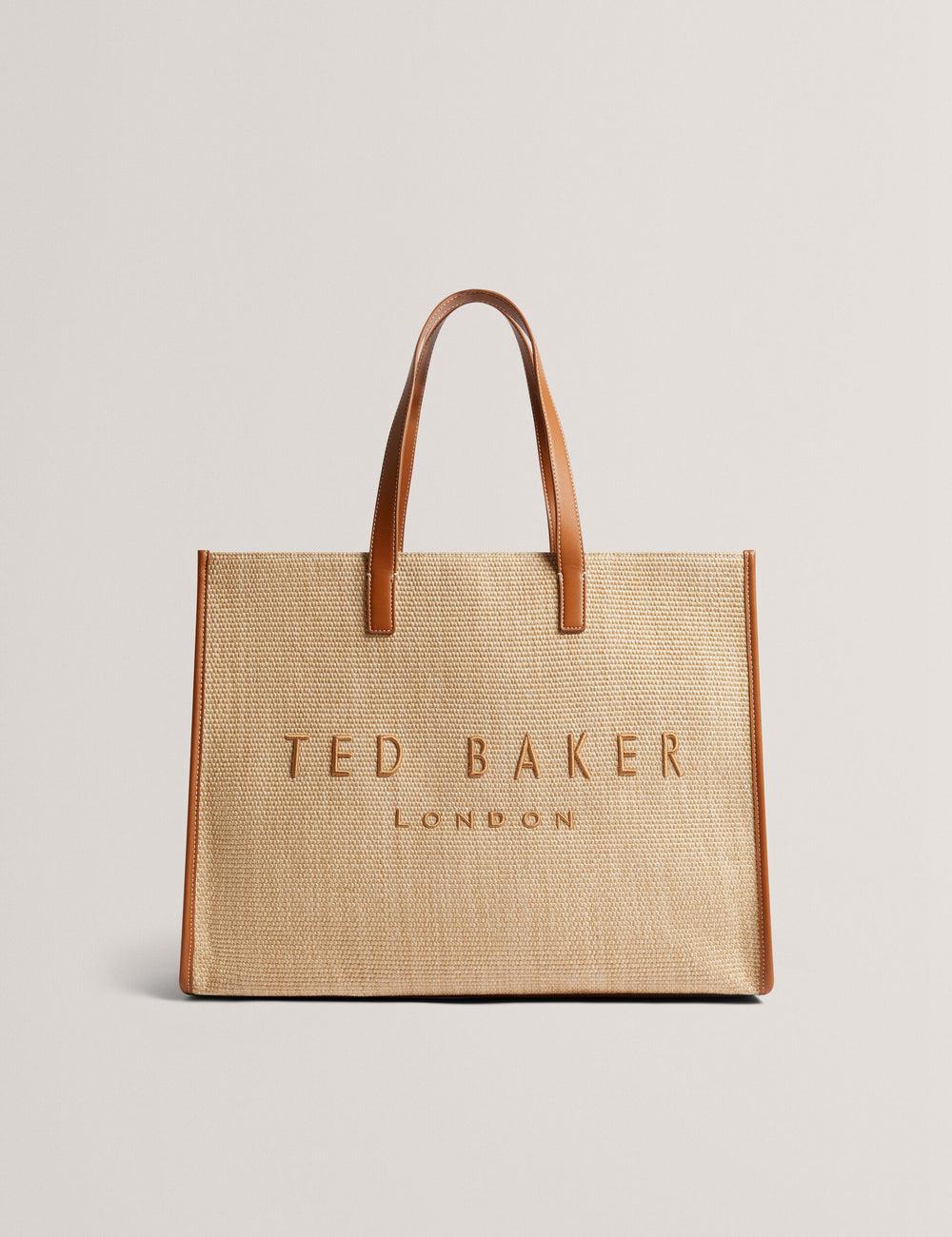 Taupe Ted Baker PALLMER - Faux Raffia PU Trim Large Women Tote Bags | Canada  PUV-975230