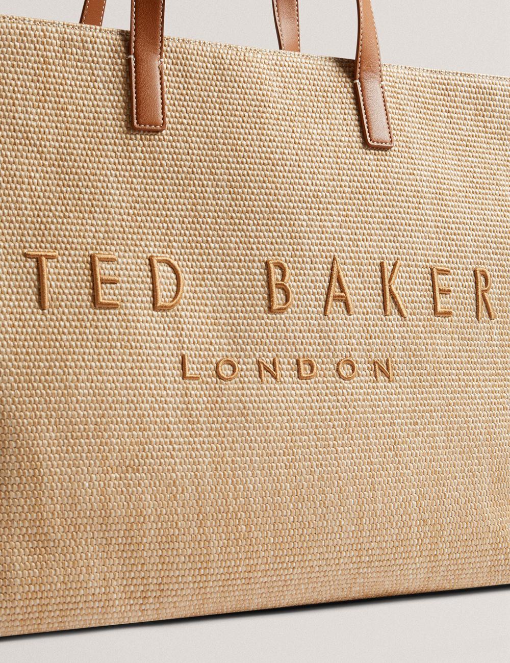 Taupe Ted Baker PALLMER - Faux Raffia PU Trim Large Women Tote Bags | Canada  PUV-975230