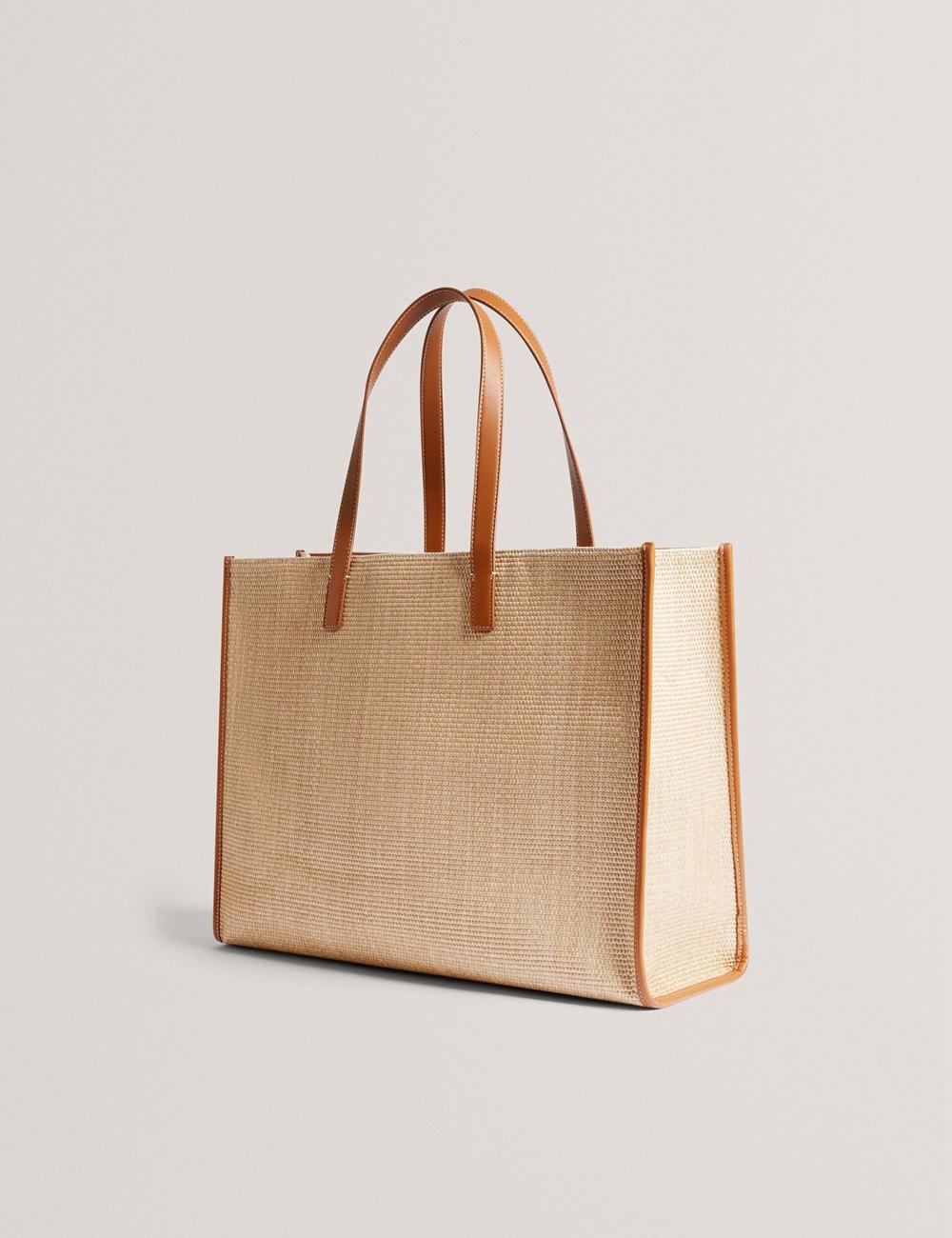 Taupe Ted Baker PALLMER - Faux Raffia PU Trim Large Women Tote Bags | Canada  PUV-975230