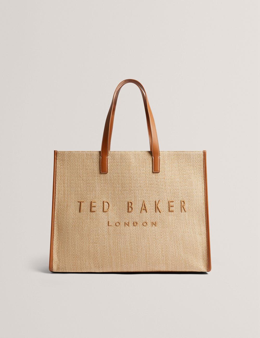 Taupe Ted Baker PALLMER - Faux Raffia PU Trim Large Women Tote Bags | Canada  PUV-975230