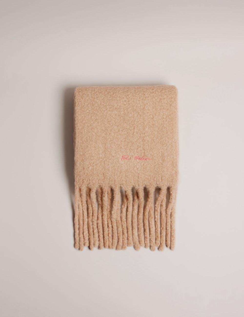 Taupe Ted Baker SHELMAS - Fluffy Wool Blend Blanket Knitted Women Scarves | Canada  CXM-861593