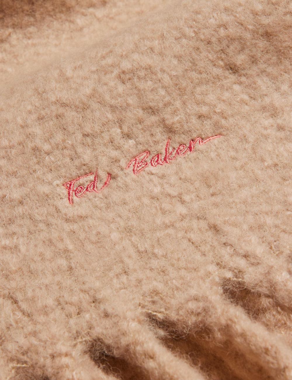 Taupe Ted Baker SHELMAS - Fluffy Wool Blend Blanket Knitted Women Scarves | Canada  CXM-861593