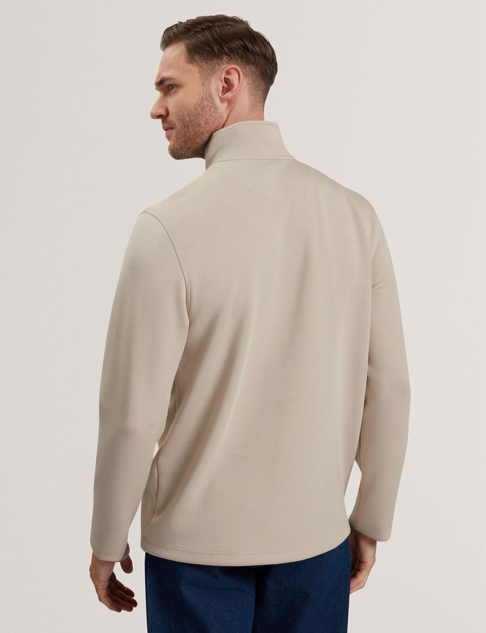 Taupe Ted Baker SIMONEA - Textured Panel Half-Zip Modal Men Sweatshirts | Canada  KFW-928653