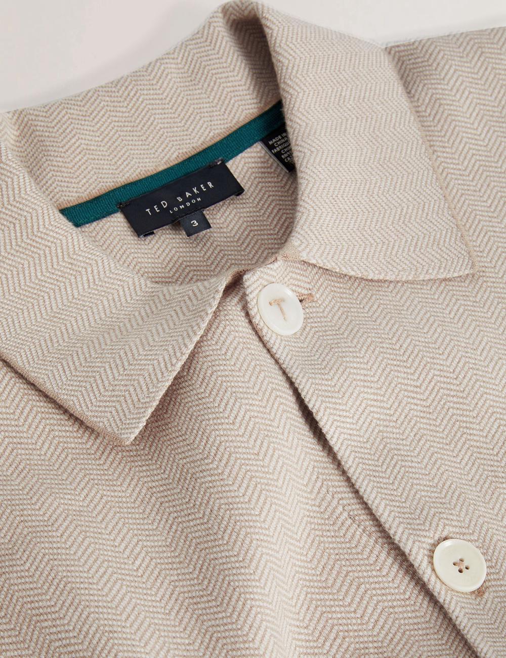 Taupe Ted Baker THIMON - Herringbone Knit Button-Up Men Jackets | Canada  GIB-168540
